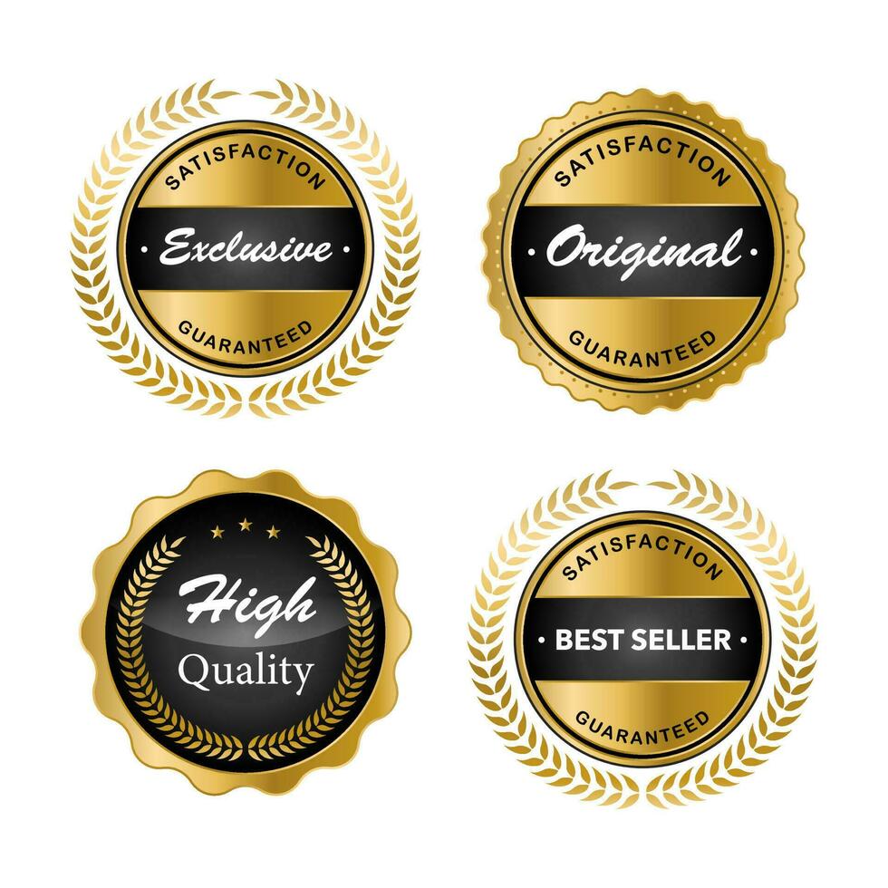 Luxury gold badges and labels premium quality product. vector