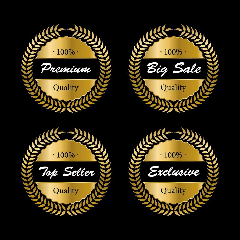 Luxury gold badges and labels premium quality product. vector
