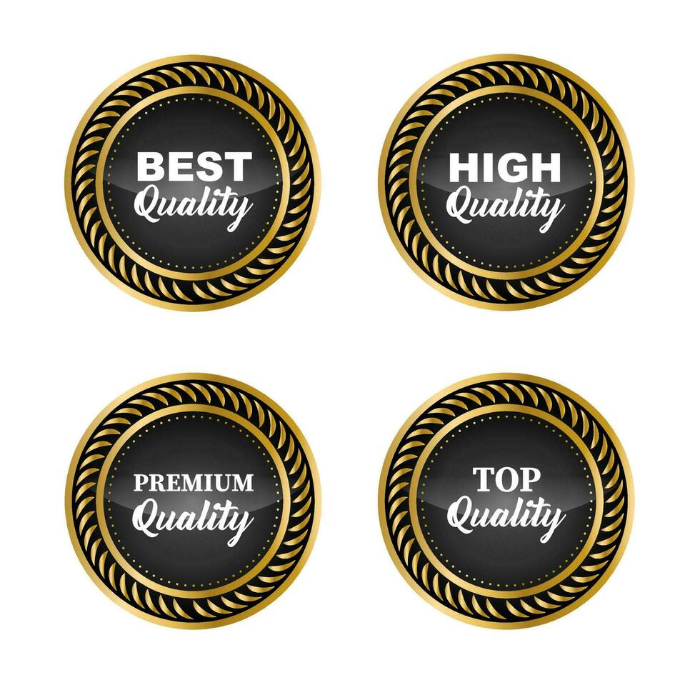 Luxury gold badges and labels premium quality product. vector