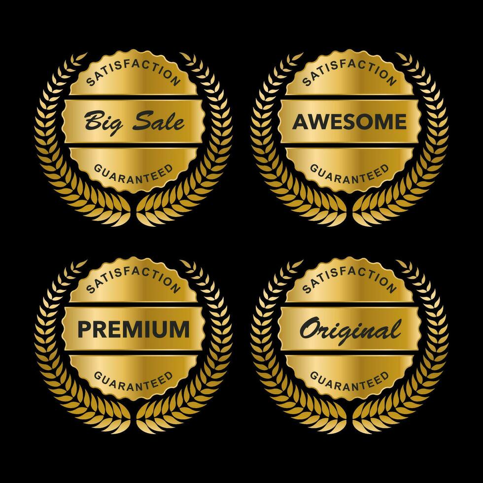 Luxury gold badges and labels premium quality product. vector