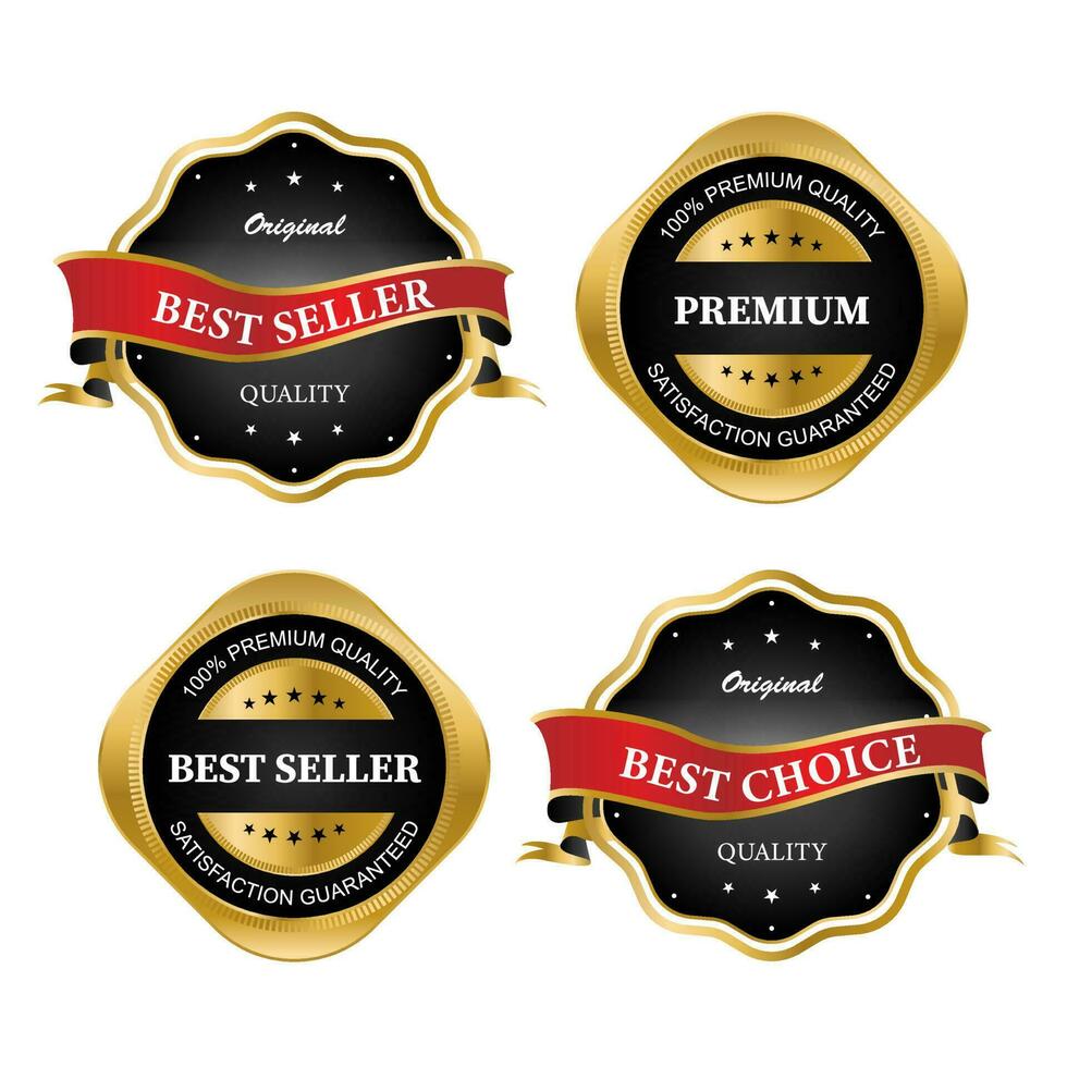 Golden labels premium quality collection vector