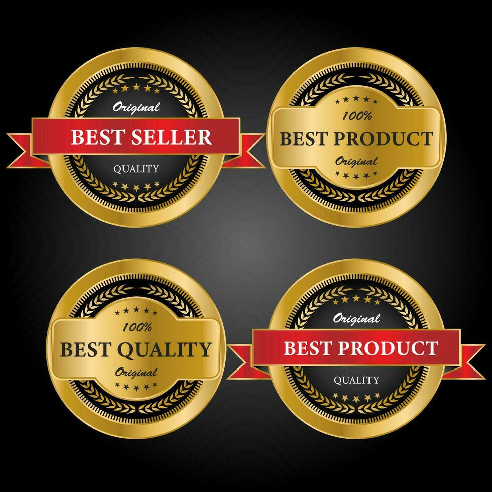 Golden labels premium quality collection vector