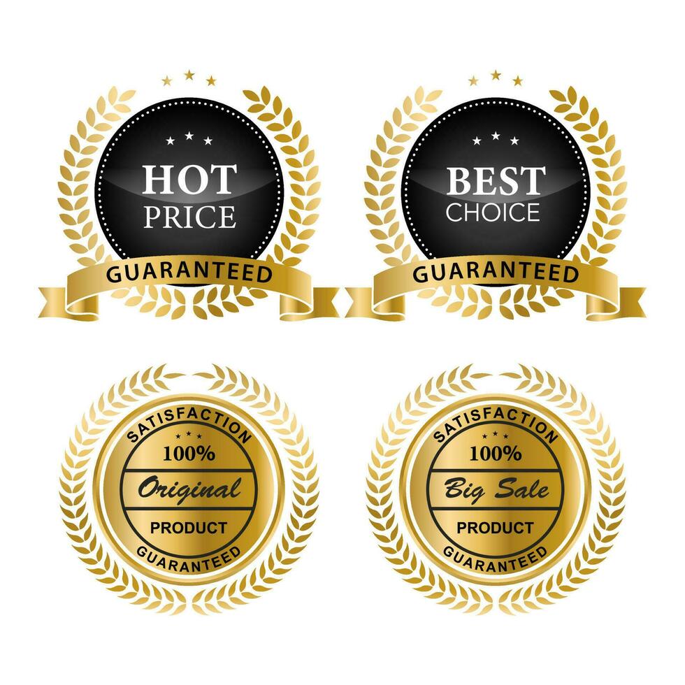 Luxury gold badges and labels premium quality product. vector
