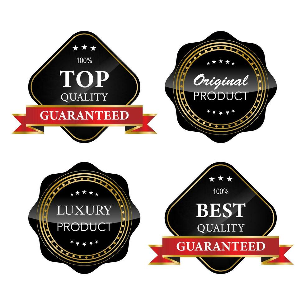 Set golden badges and labels. vector illustration