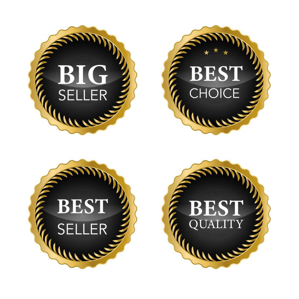 Luxury gold badges and labels premium quality product. vector