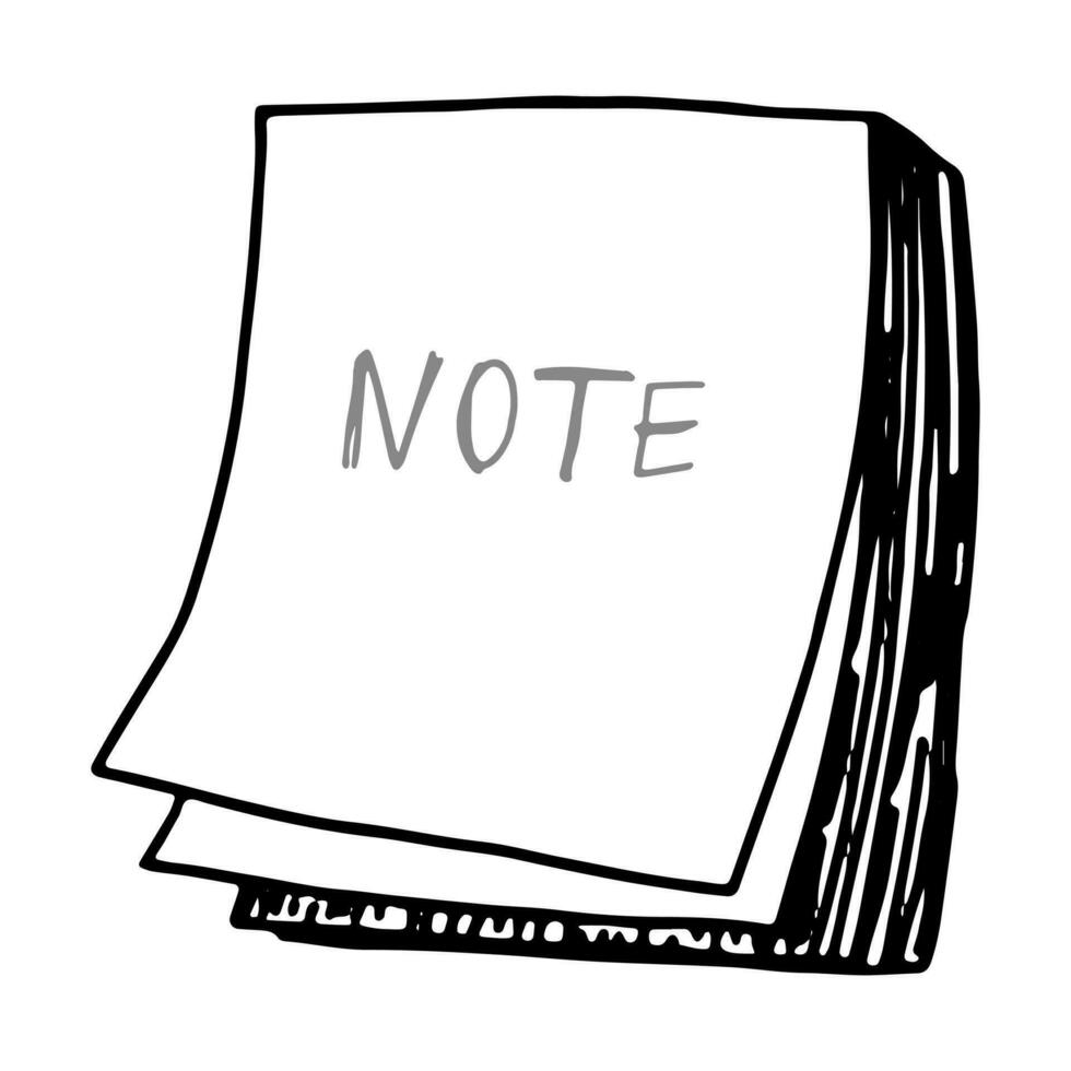 Memo pad, paper blank template in doodle style. Clip art for planning