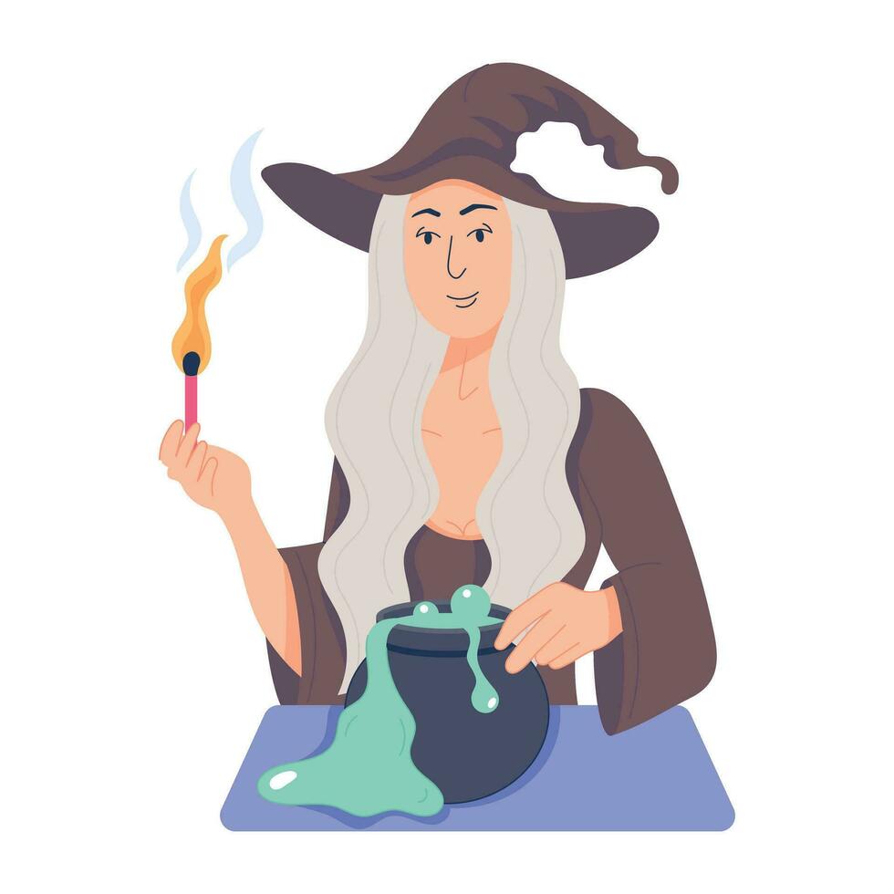 Trendy Witch Cauldron vector