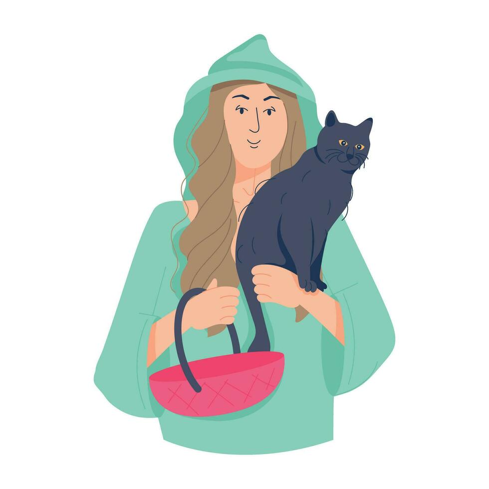 Trendy Witch Pet vector