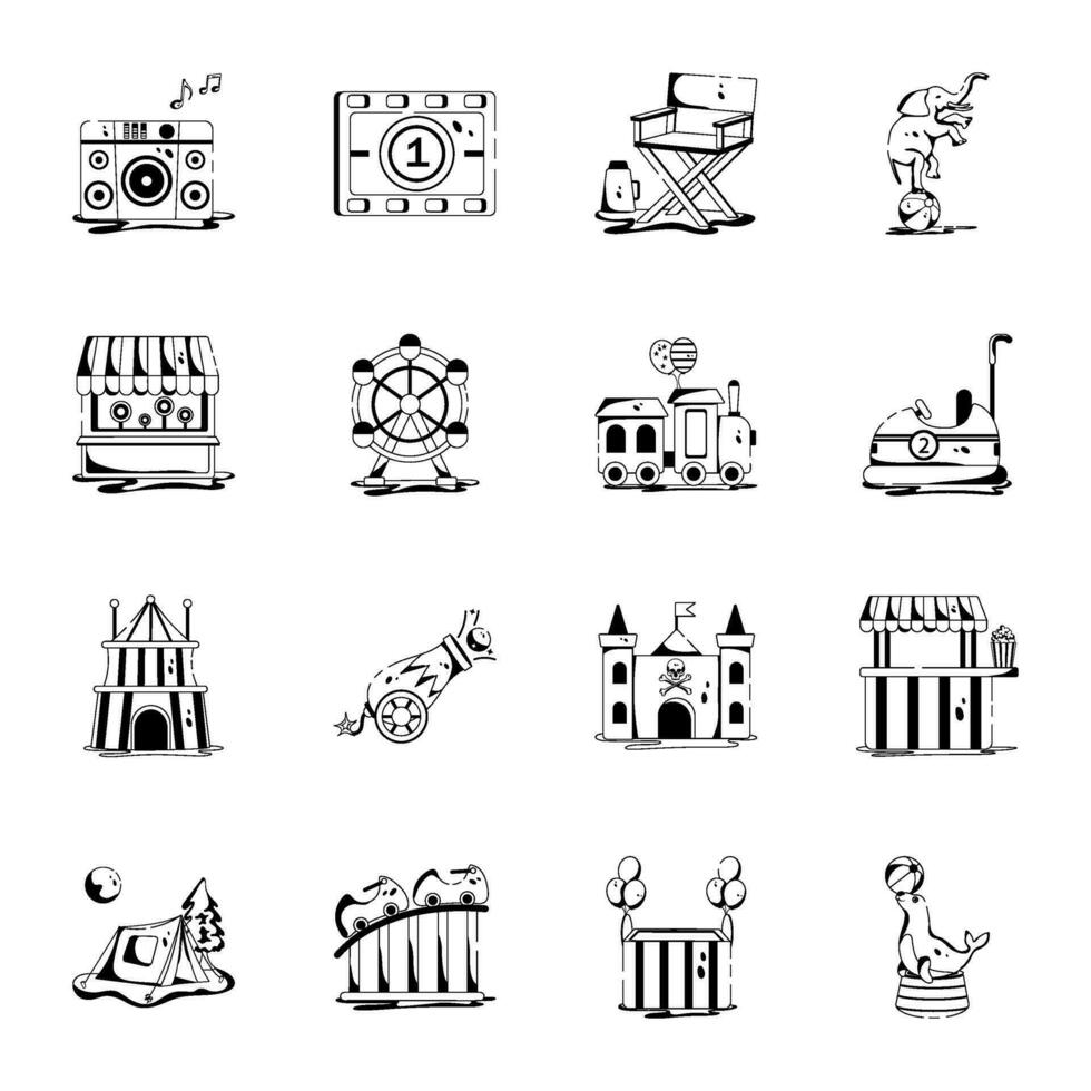 Modern Set of Carnival and Cinema Glyph Icons vector
