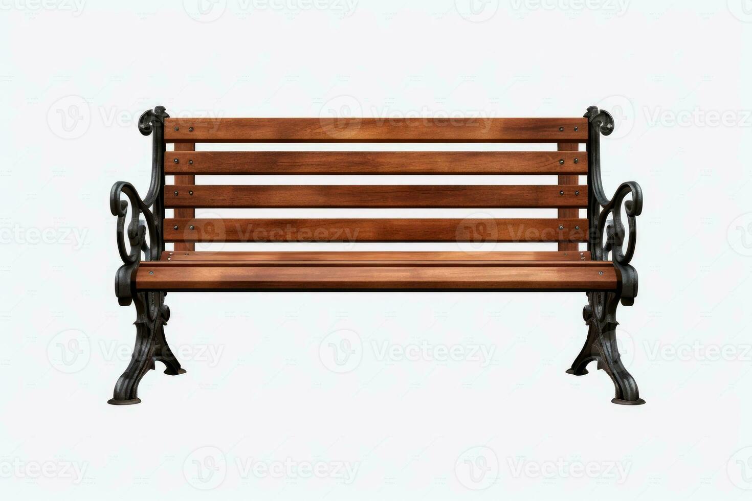 Wooden bench isolated on white background. Generative AI photo