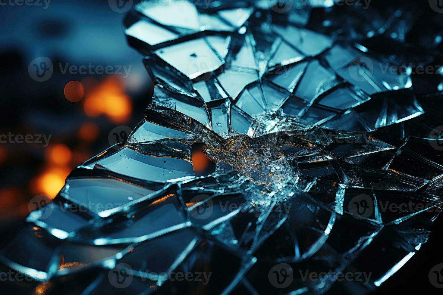 Close-up view of glass broken cracks. AI Generative photo