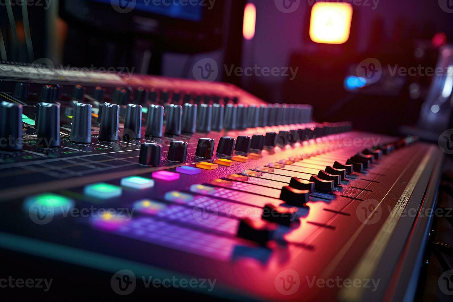 Audio mixing mixer board sliders from a professional music and