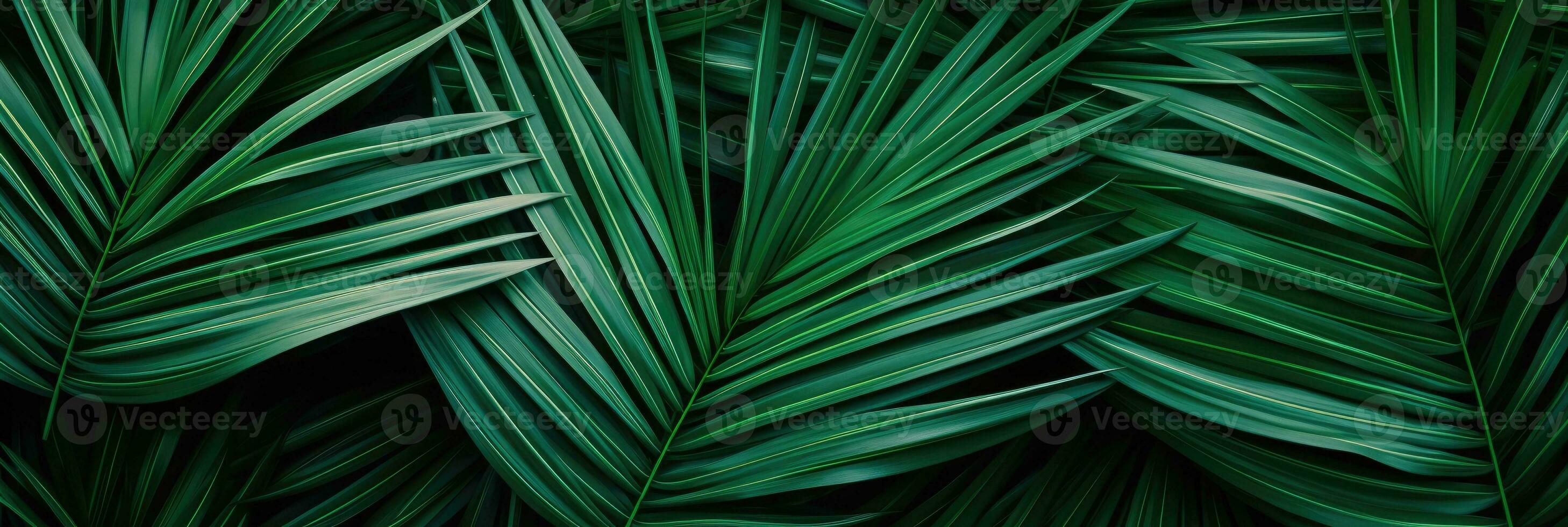 Background from green palm leaves. Generative AI photo
