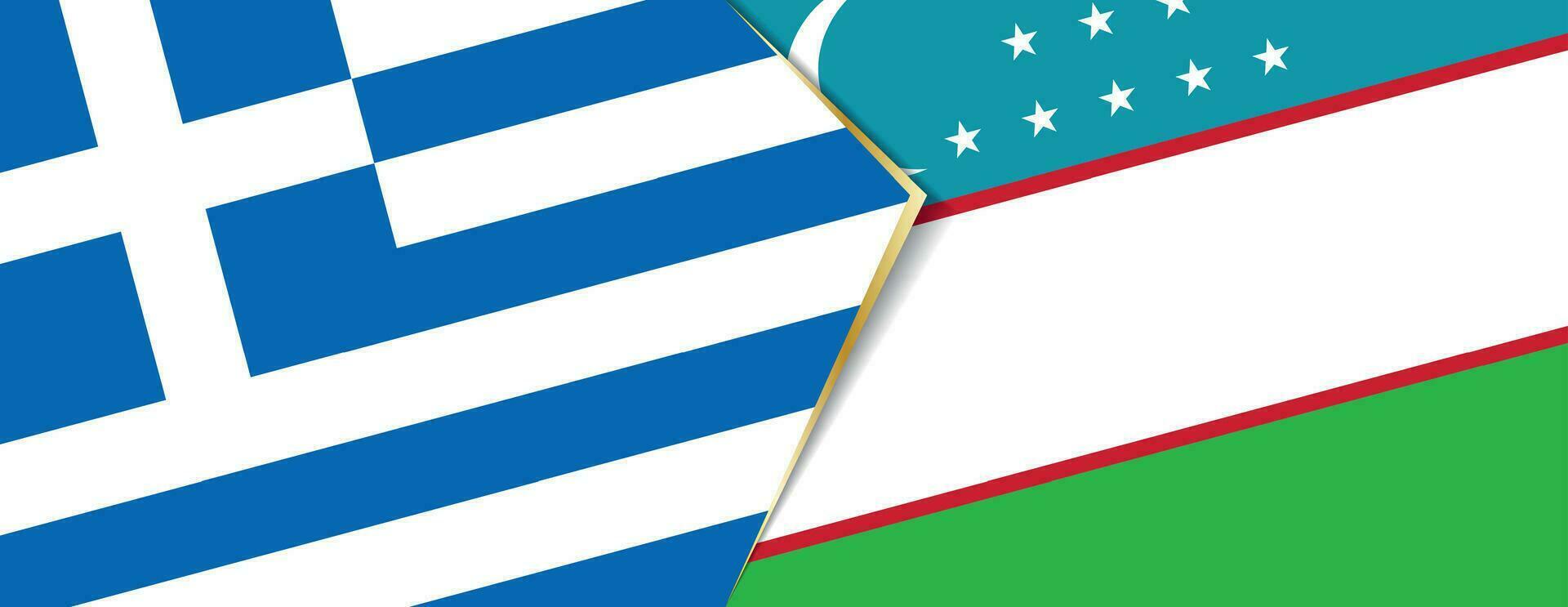 Greece and Uzbekistan flags, two vector flags.