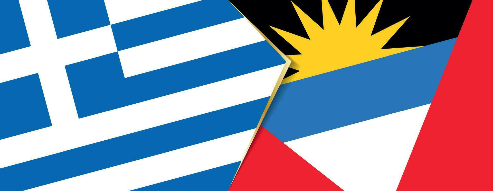 Greece and Antigua and Barbuda flags, two vector flags.