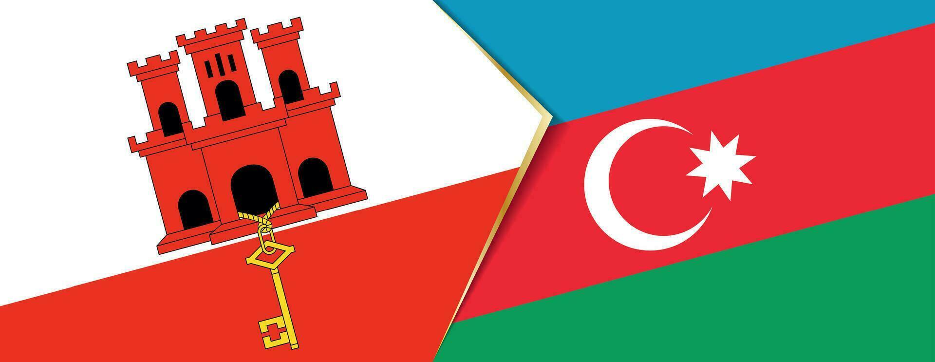 Gibraltar y azerbaiyán banderas, dos vector banderas