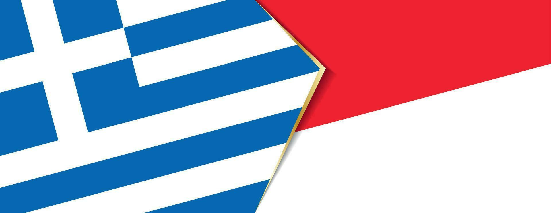 Greece and Monaco flags, two vector flags.