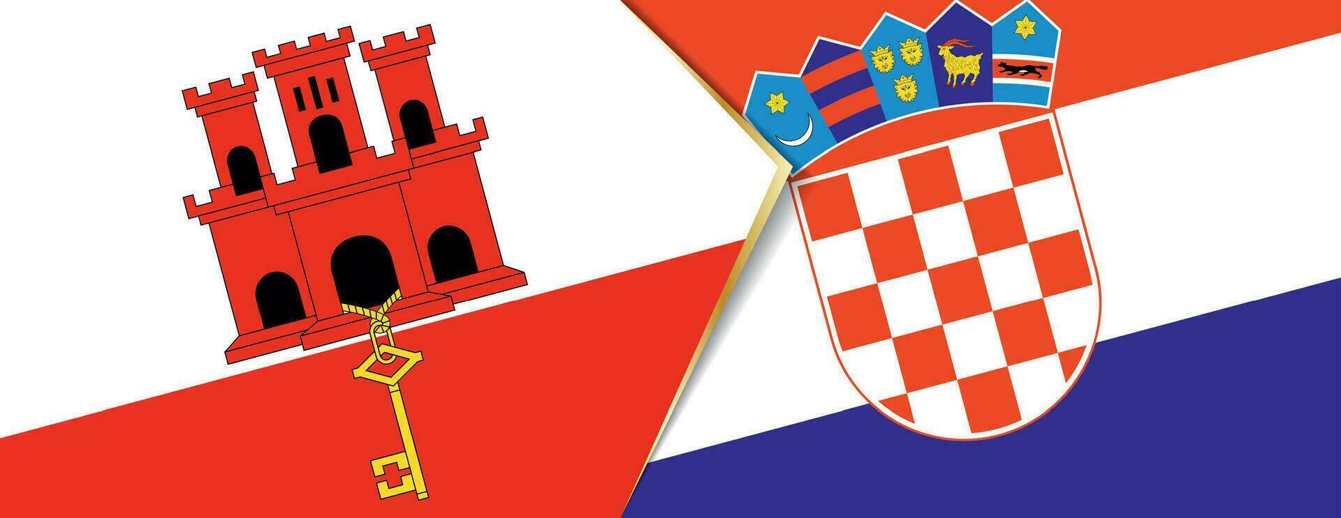 Gibraltar y Croacia banderas, dos vector banderas