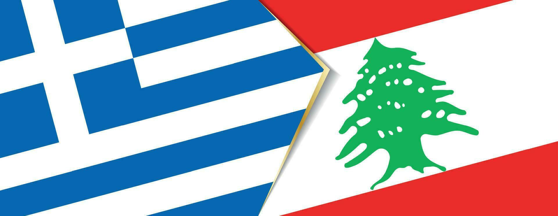 Greece and Lebanon flags, two vector flags.