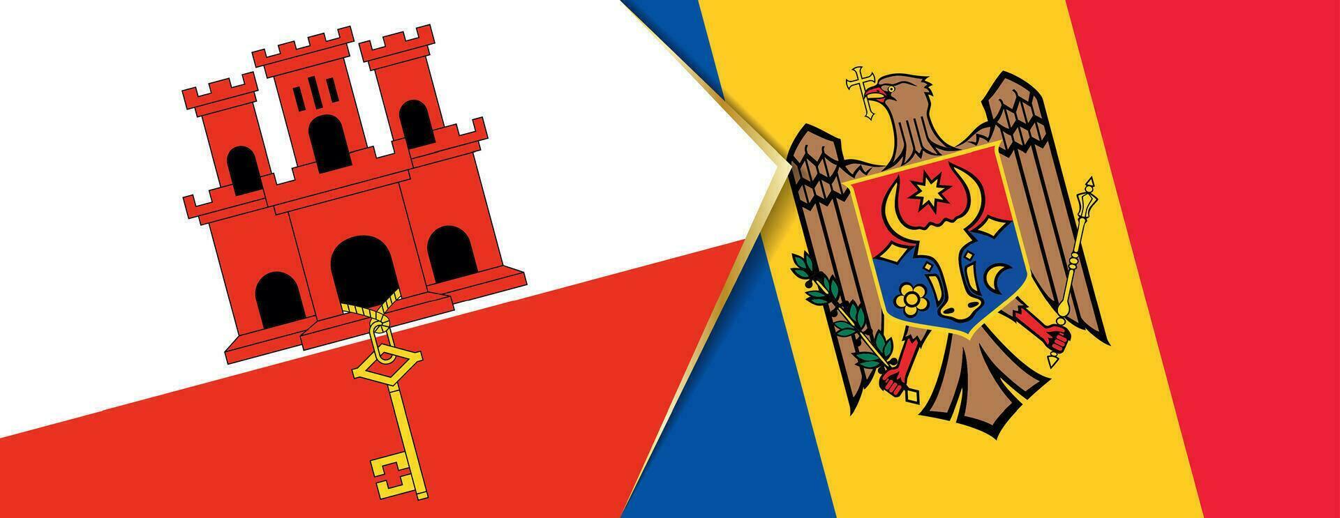 Gibraltar and Moldova flags, two vector flags.