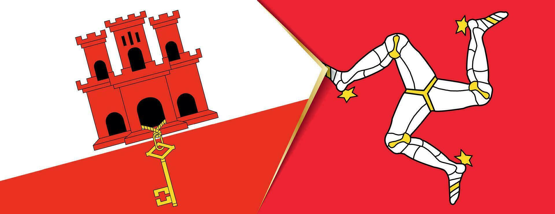 Gibraltar and Isle of Man flags, two vector flags.