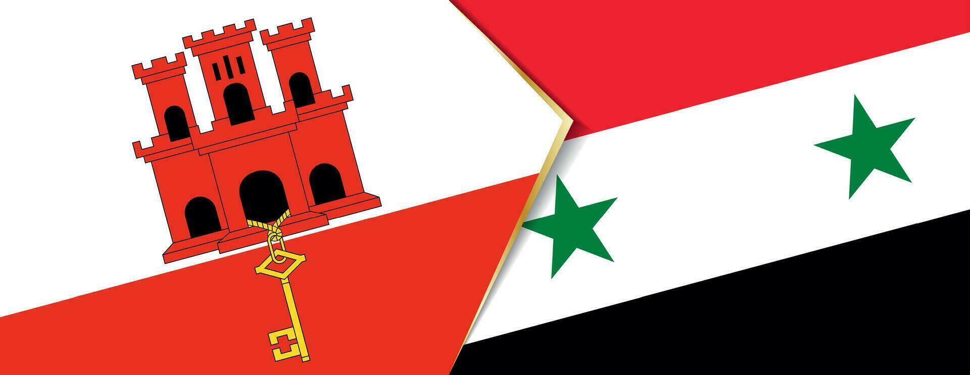 Gibraltar and Syria flags, two vector flags.