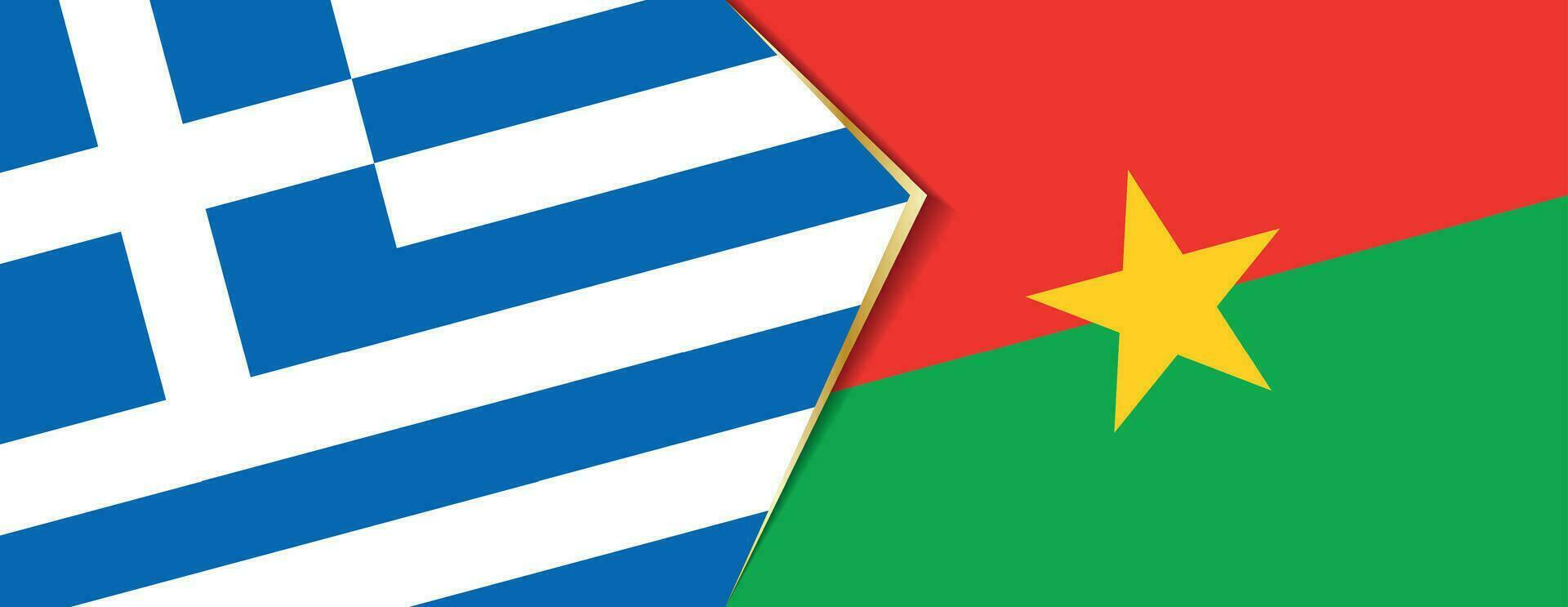 Greece and Burkina Faso flags, two vector flags.