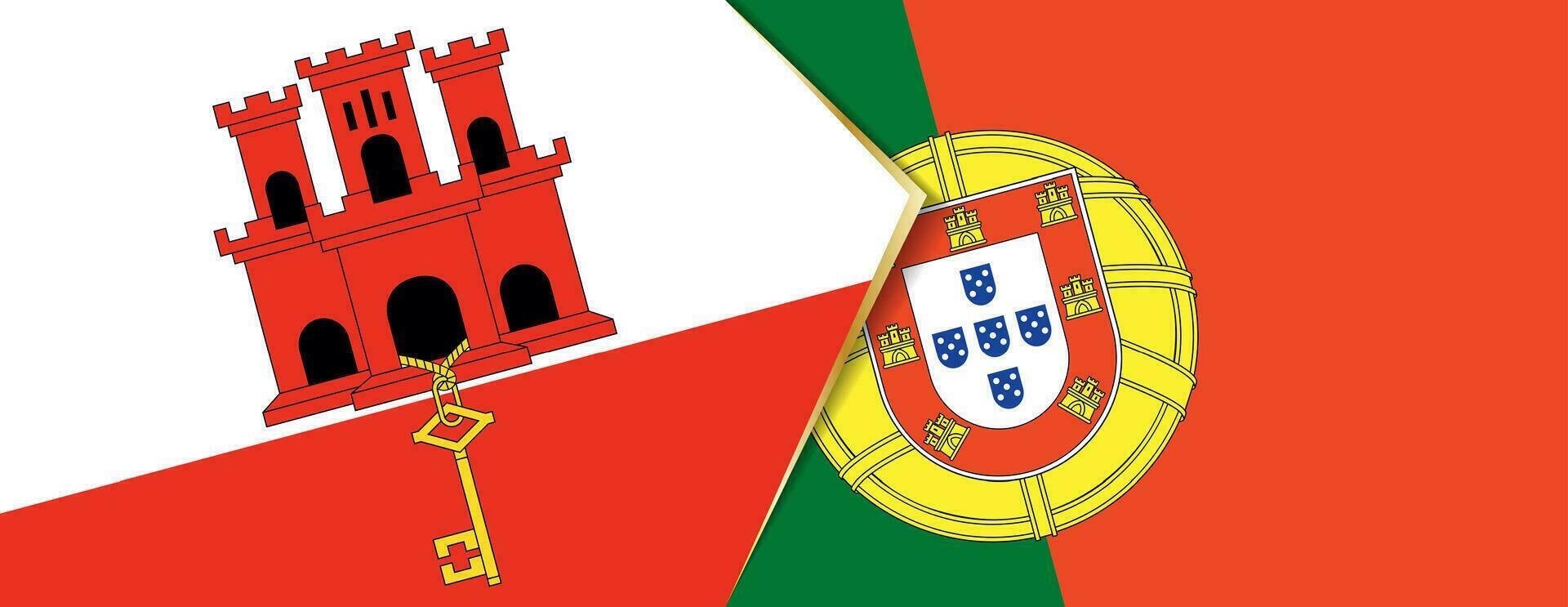 Gibraltar and Portugal flags, two vector flags.