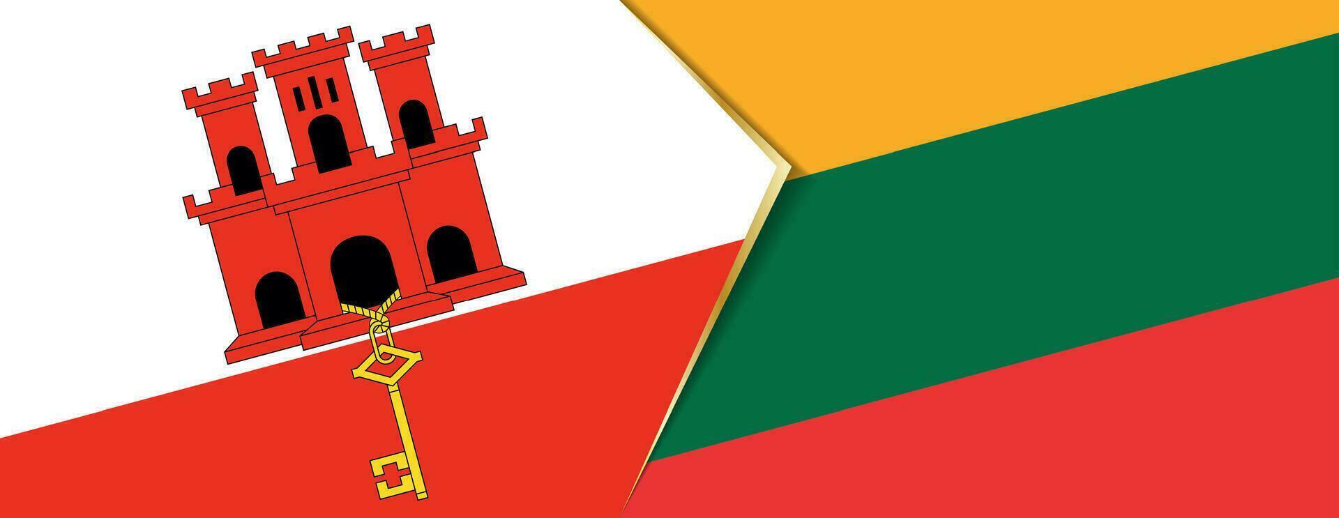Gibraltar y Lituania banderas, dos vector banderas
