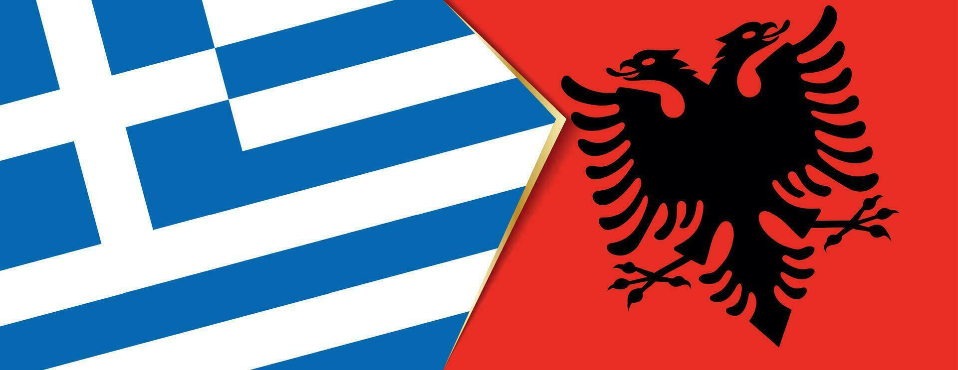 Greece and Albania flags, two vector flags.