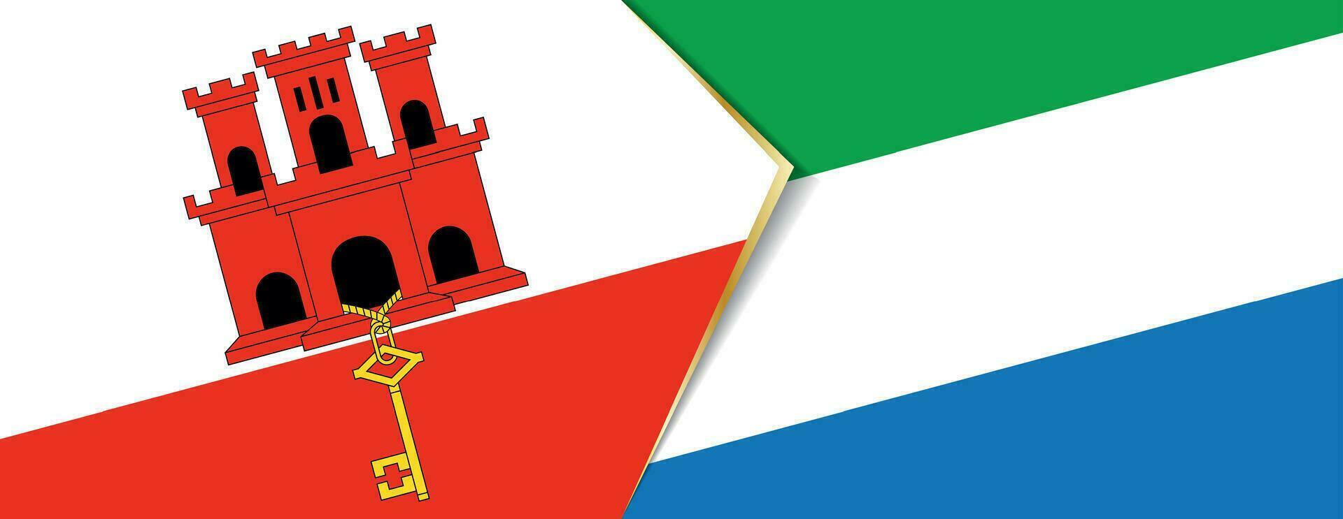 Gibraltar y sierra leona banderas, dos vector banderas