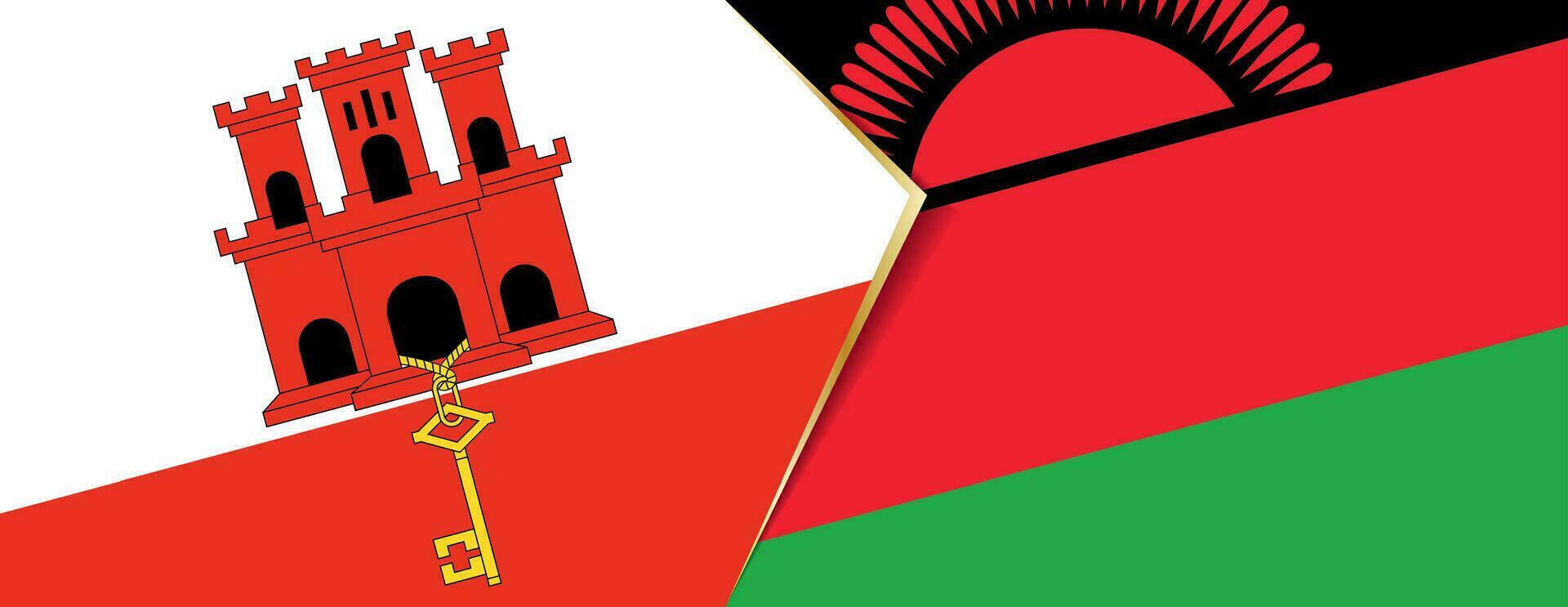 Gibraltar and Malawi flags, two vector flags.