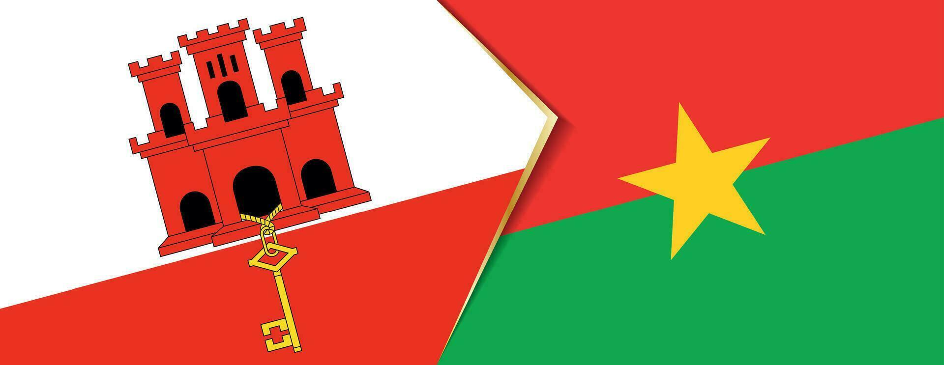 Gibraltar y burkina faso banderas, dos vector banderas