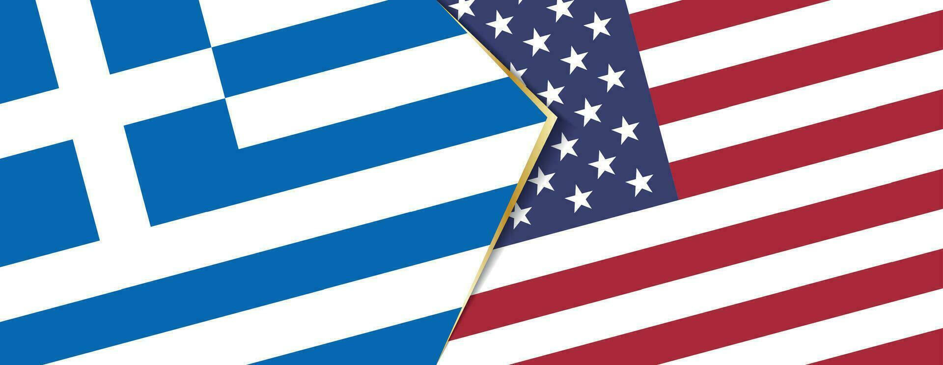 Greece and USA flags, two vector flags.