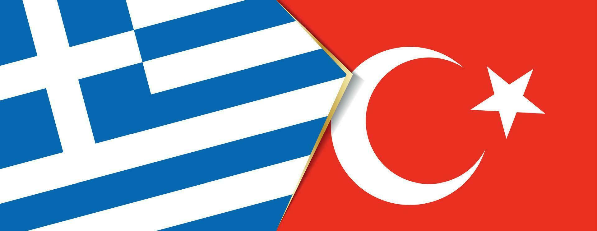 Greece and Turkey flags, two vector flags.