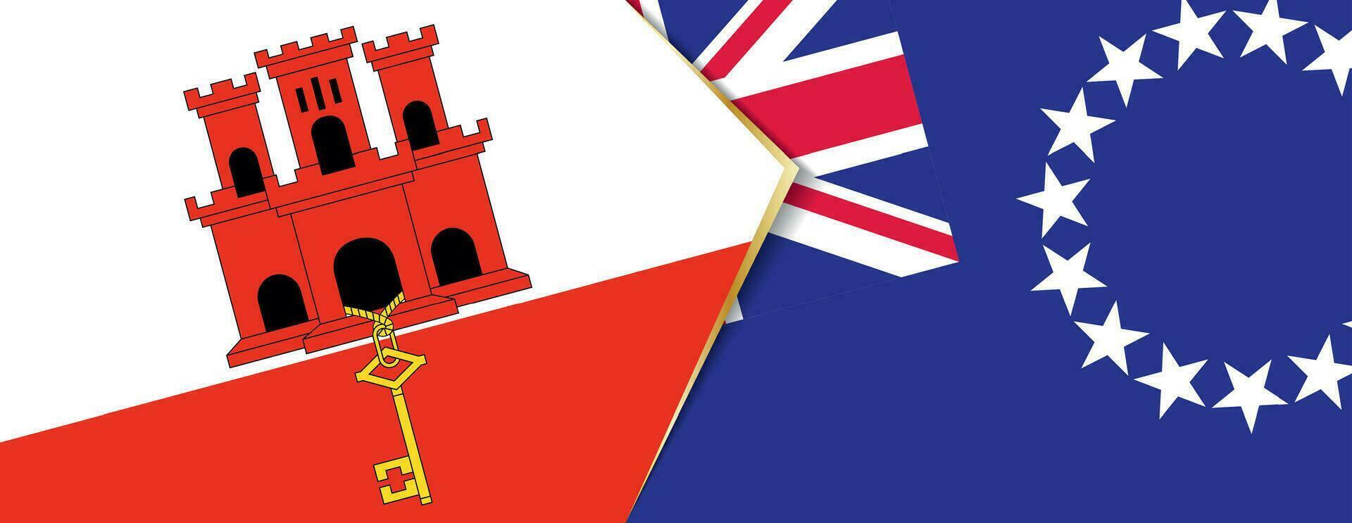 Gibraltar y cocinar islas banderas, dos vector banderas