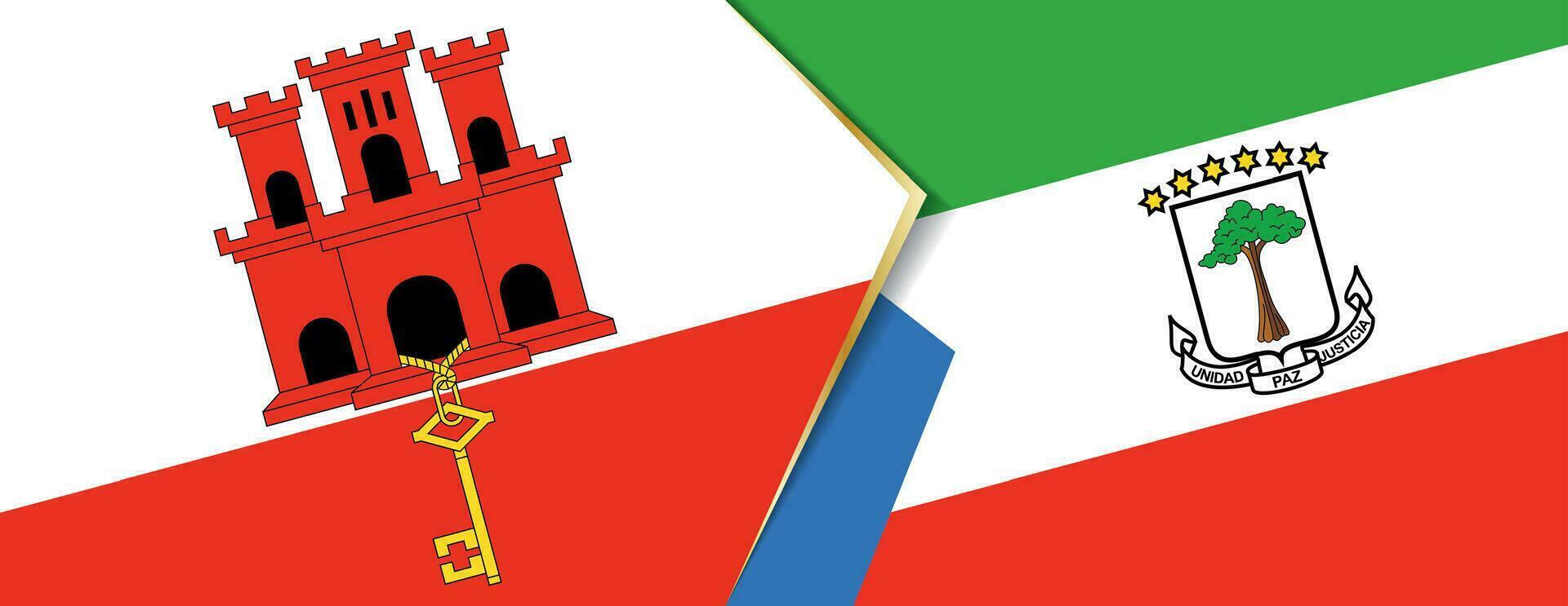 Gibraltar y ecuatorial Guinea banderas, dos vector banderas