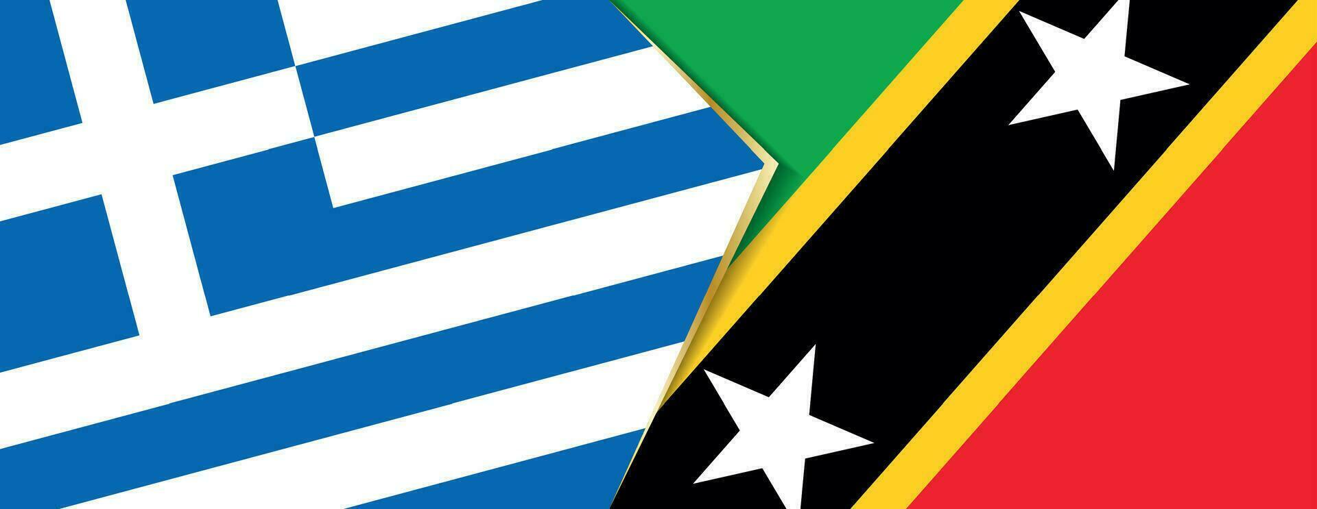 Greece and Saint Kitts and Nevis flags, two vector flags.