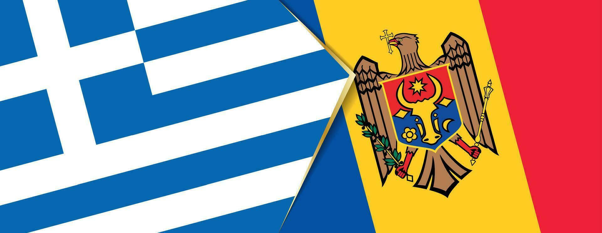 Greece and Moldova flags, two vector flags.