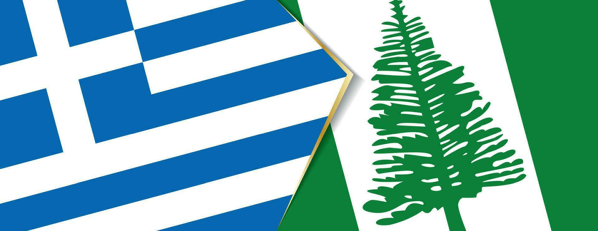 Grecia y norfolk isla banderas, dos vector banderas