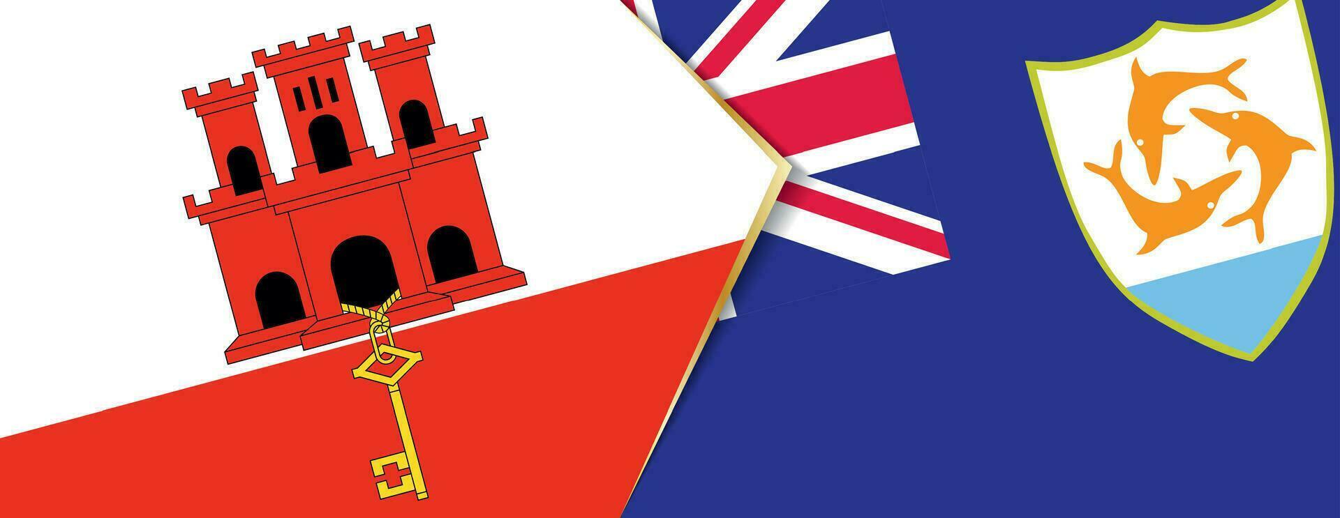 Gibraltar and Anguilla flags, two vector flags.