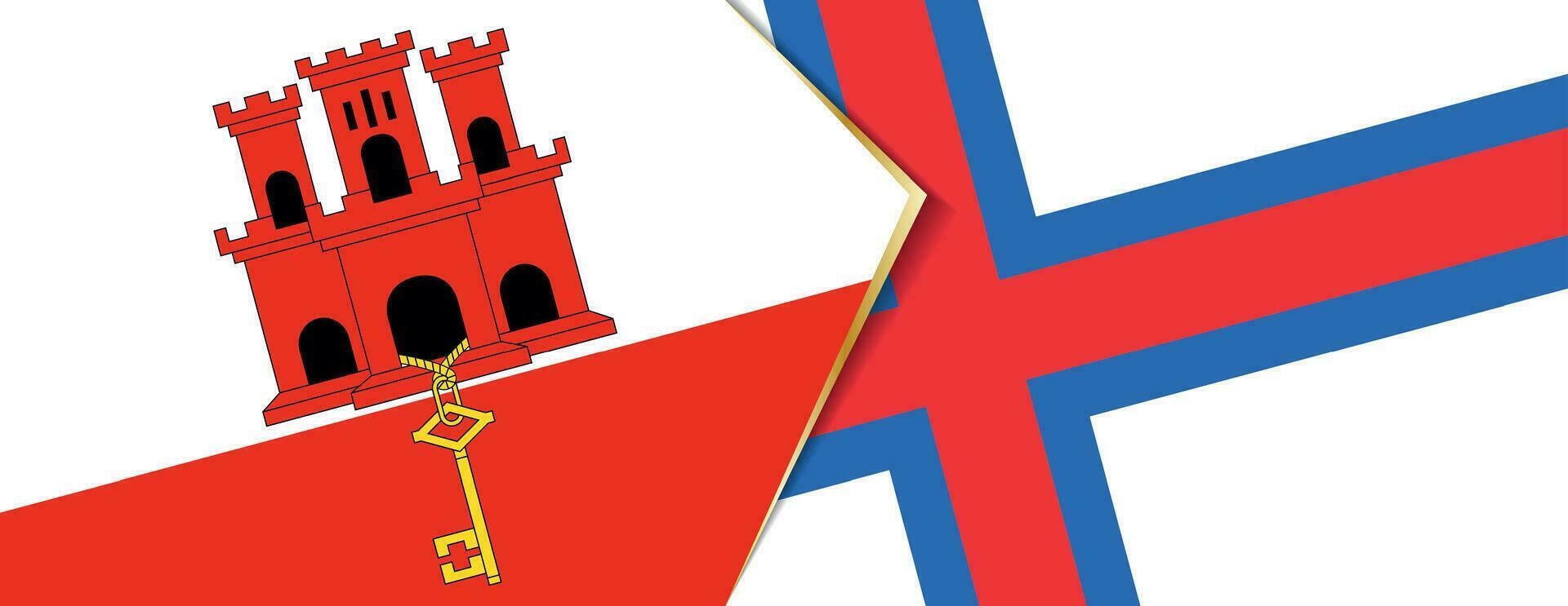 Gibraltar and Faroe Islands flags, two vector flags.