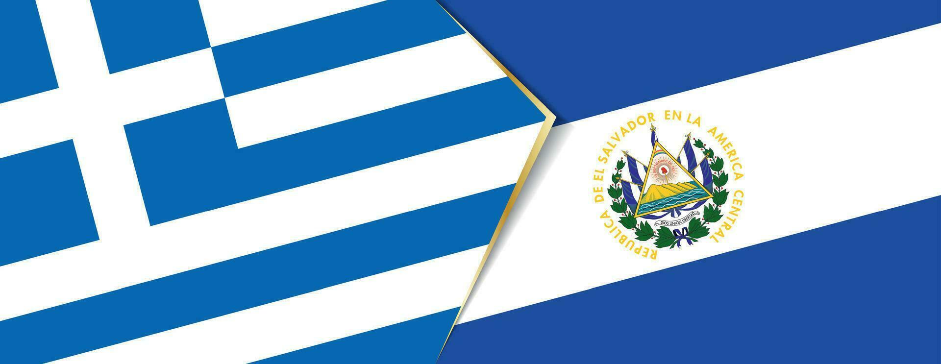 Greece and El Salvador flags, two vector flags.