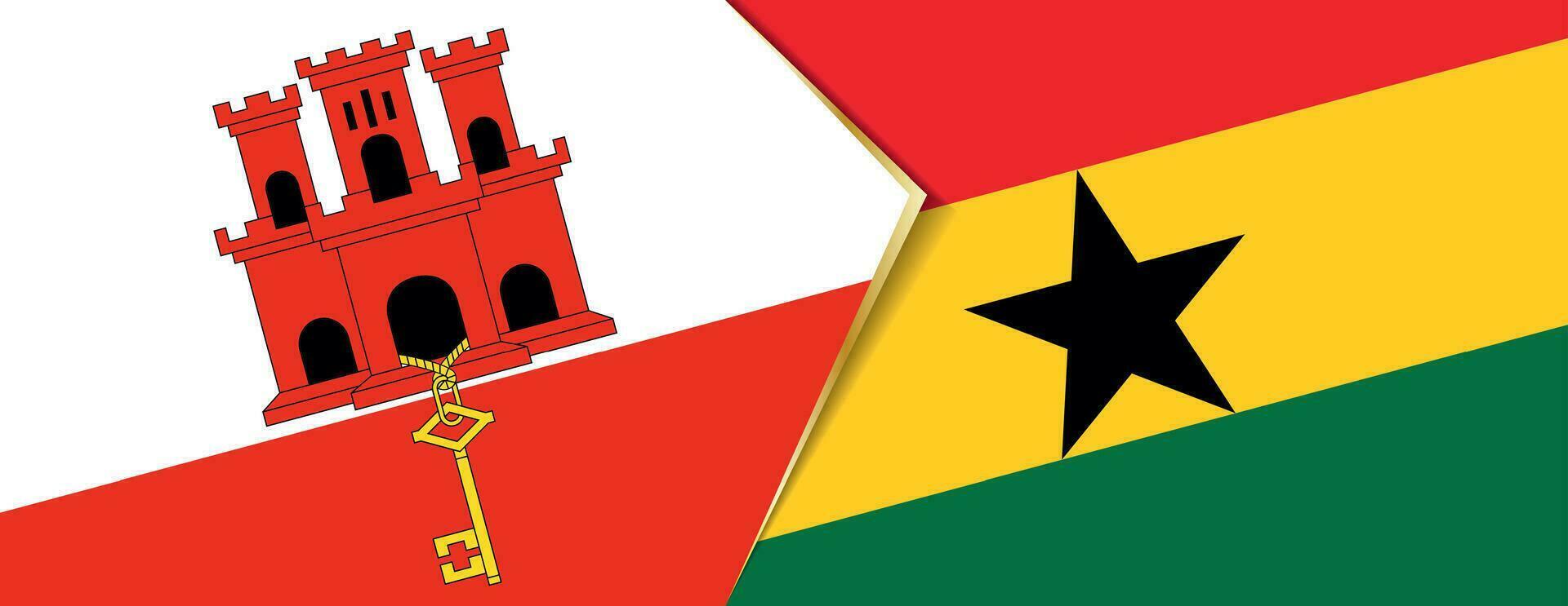 Gibraltar y Ghana banderas, dos vector banderas