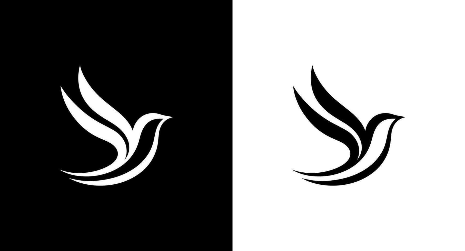 Bird logo vector. Bird icon design template. Black and white. vector