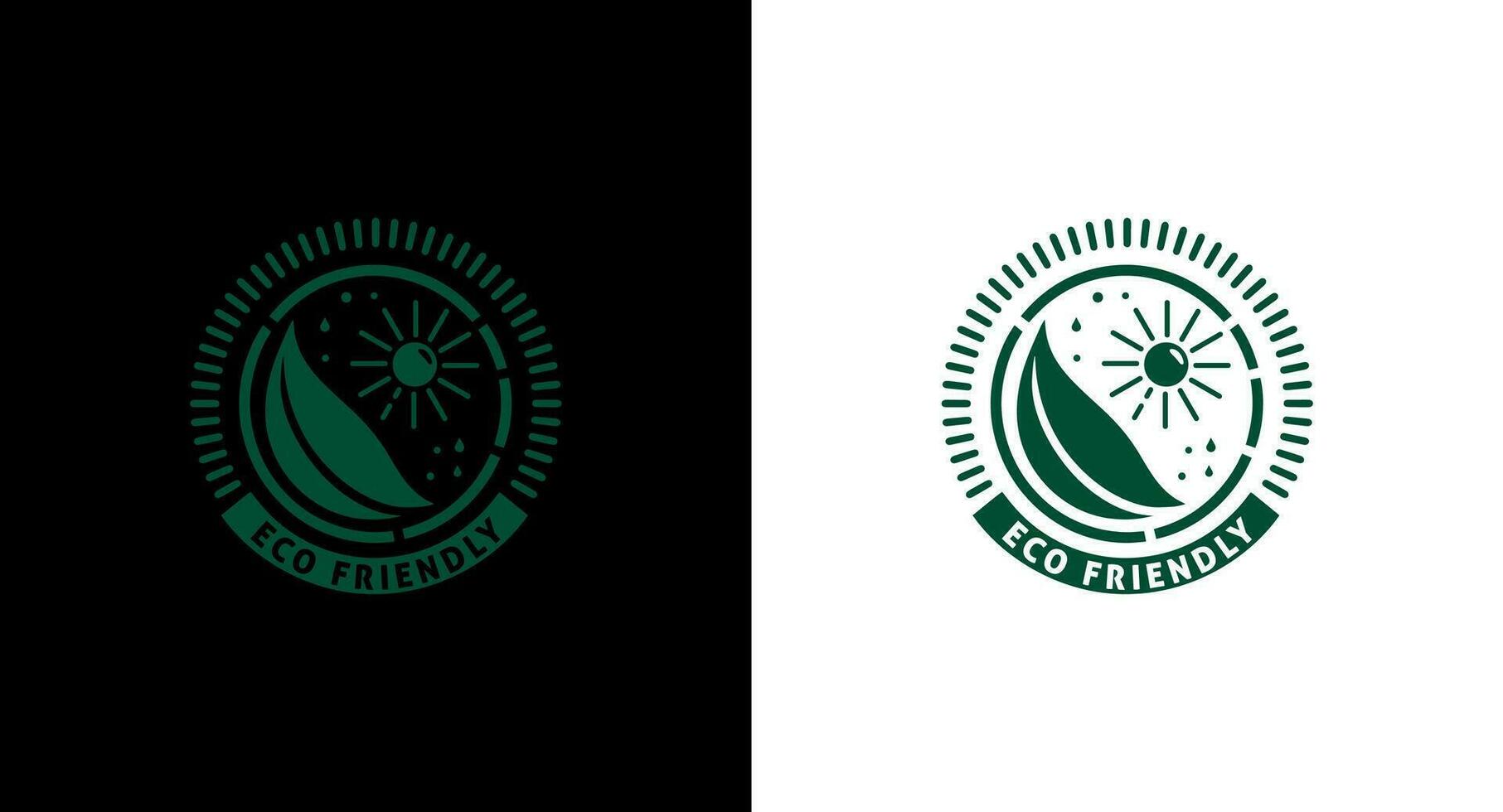 Eco friendly logo template, Green leaf with sun Vector illustration