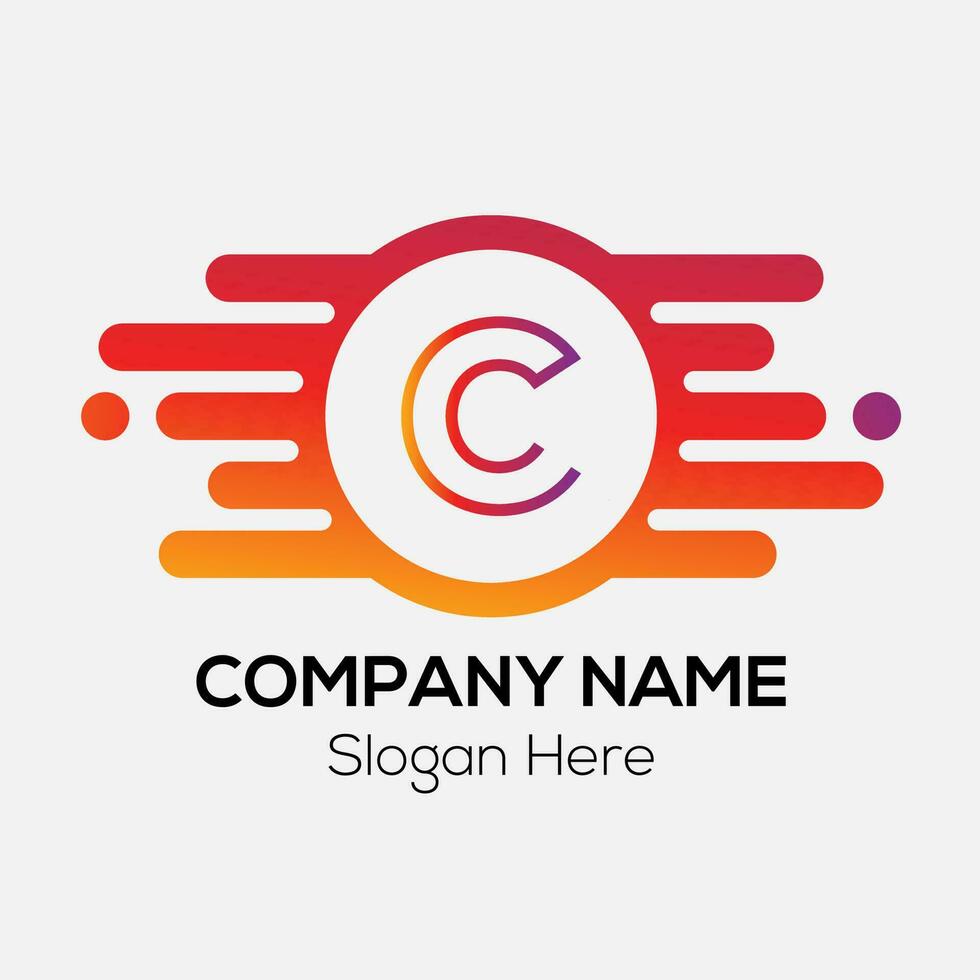 Abstract C letter modern initial lettermarks logo design vector