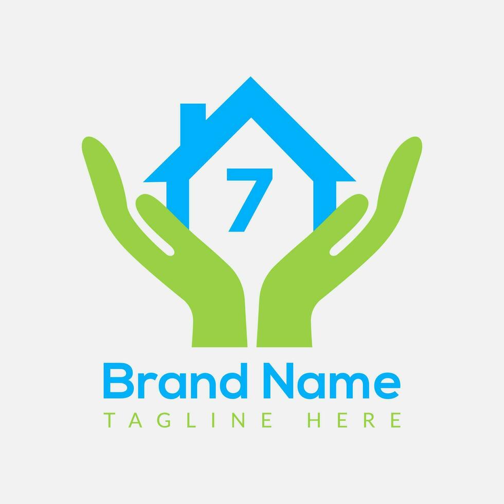 Home Loan Logo On Letter 7 Template. Home Loan On 7 Letter, Initial Home Loan Sign Concept Template vector