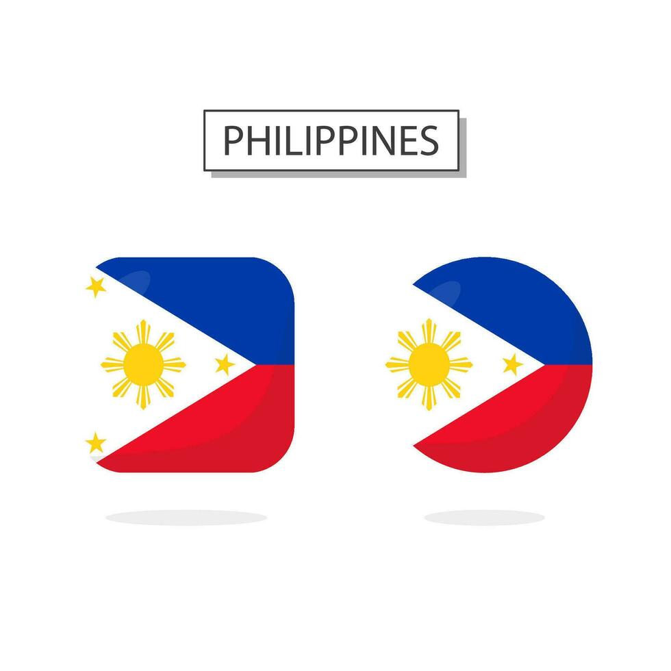 bandera de Filipinas 2 formas icono 3d dibujos animados estilo. vector