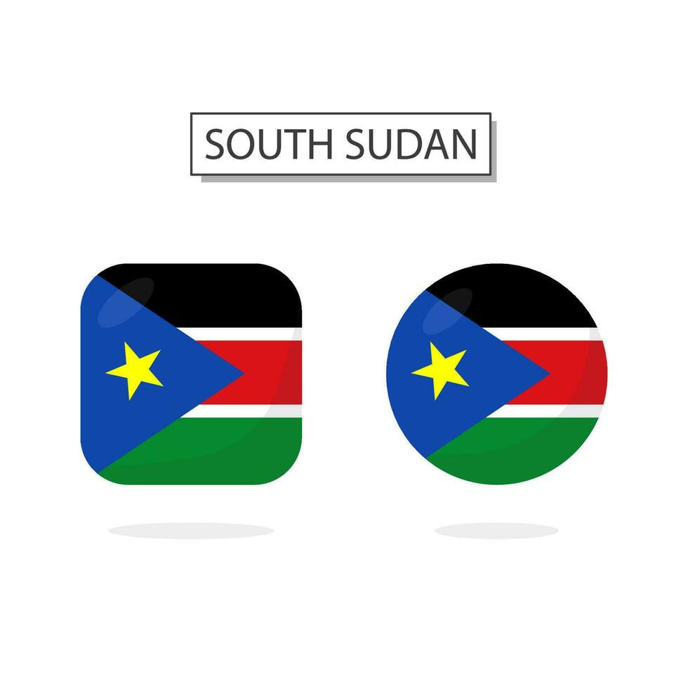 Flag of South Sudan 2 Shapes icon 3D cartoon style. vector